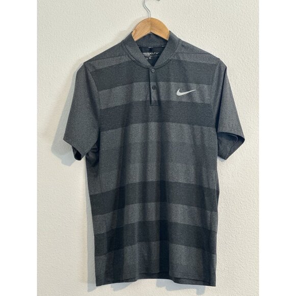 Nike Golf Polo Shirt Men's Large Gray Blade Collar Snap Button Short Sleeve - Picture 2 of 8